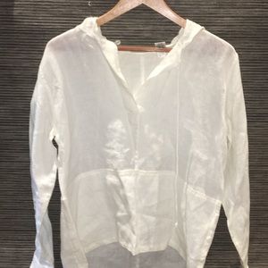 Banana republic white linen beach cover hoodie